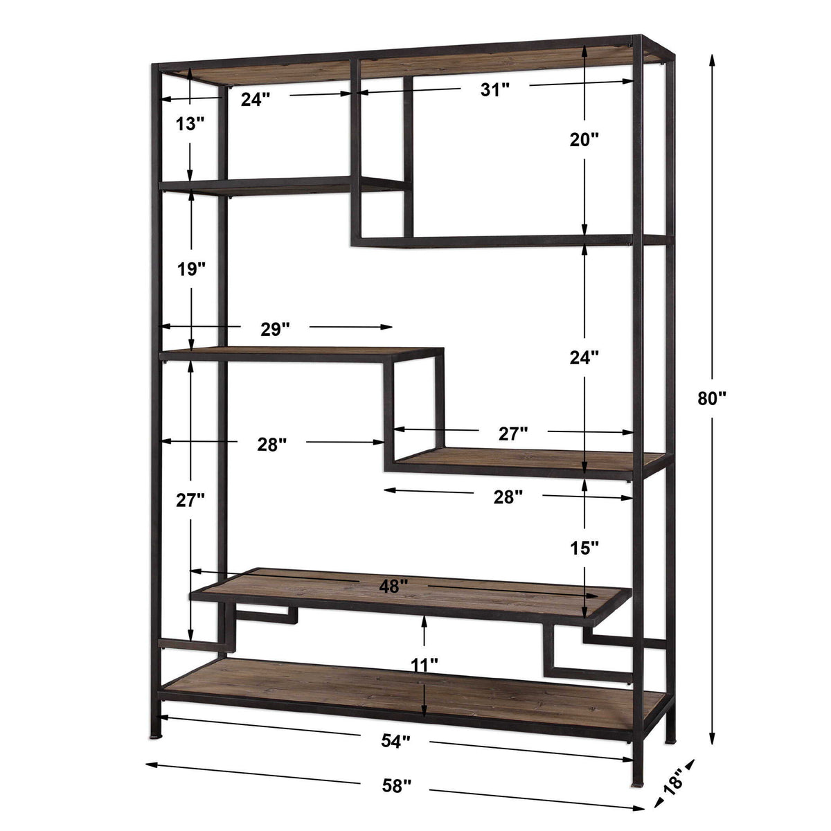 Sherwin Industrial Etagere - Light Brown / Black by Uttermost - View 9