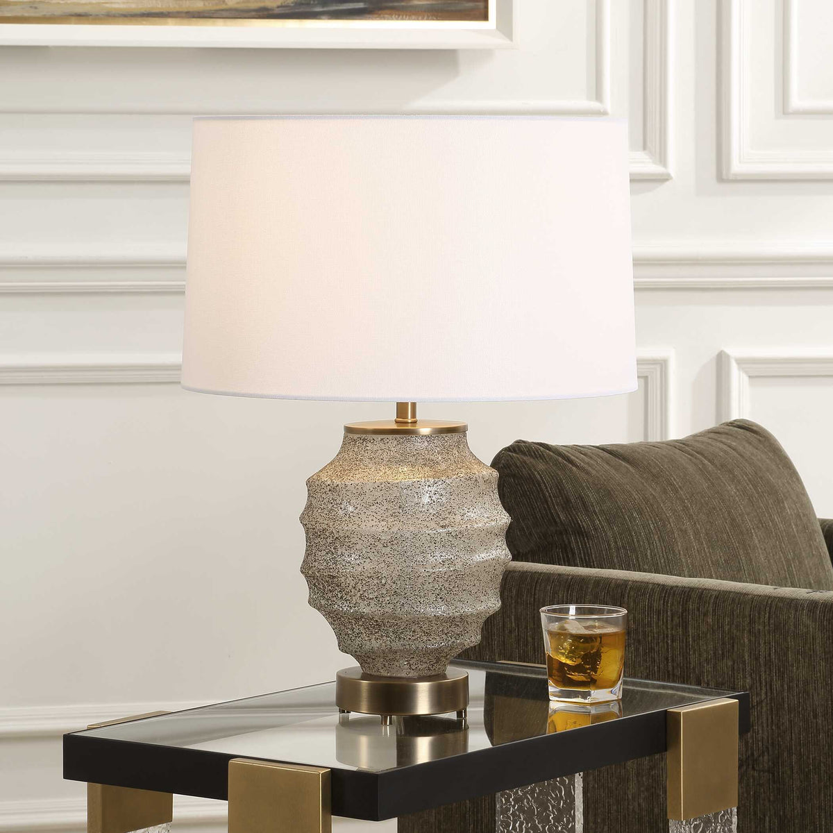 Acosta Ribbed Table Lamp - Gray / Bronze by Uttermost - View 2