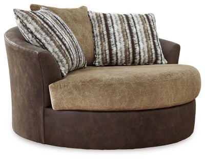 Ashley Chocolate Alesbury Oversized Swivel Accent Chair - Velvet | Home Elegance USA