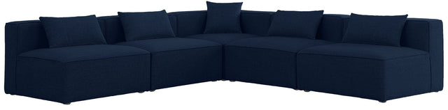 Cube - Modular Sectional 5 Piece - Navy - Fabric | Home Elegance USA