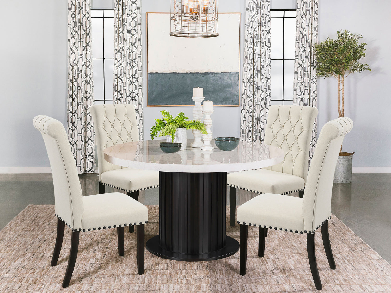 Alana Fabric Upholstered Dining Side Chair Beige (Set of 2) - Home Elegance USA