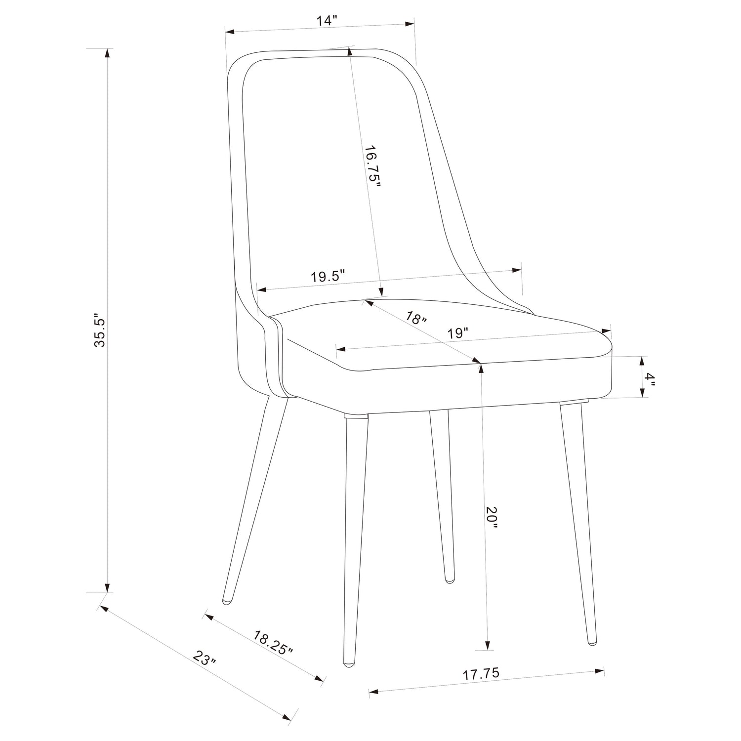 Alan Fabric Upholstered Dining Side Chair Grey (Set of 2) - Home Elegance USA