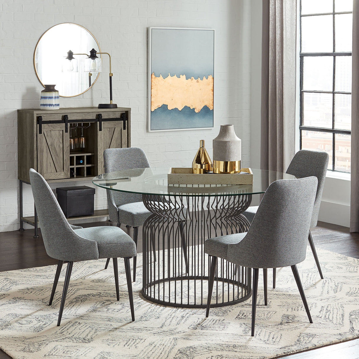 Alan Fabric Upholstered Dining Side Chair Grey (Set of 2) - Home Elegance USA