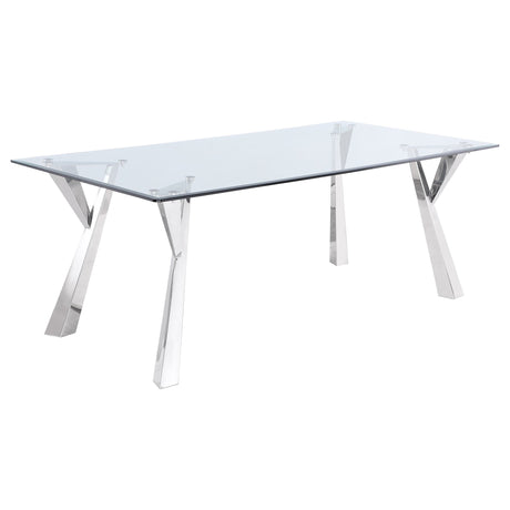 Alaia Rectangular Glass Top Dining Table Clear and Chrome | Coaster | Home Elegance USA