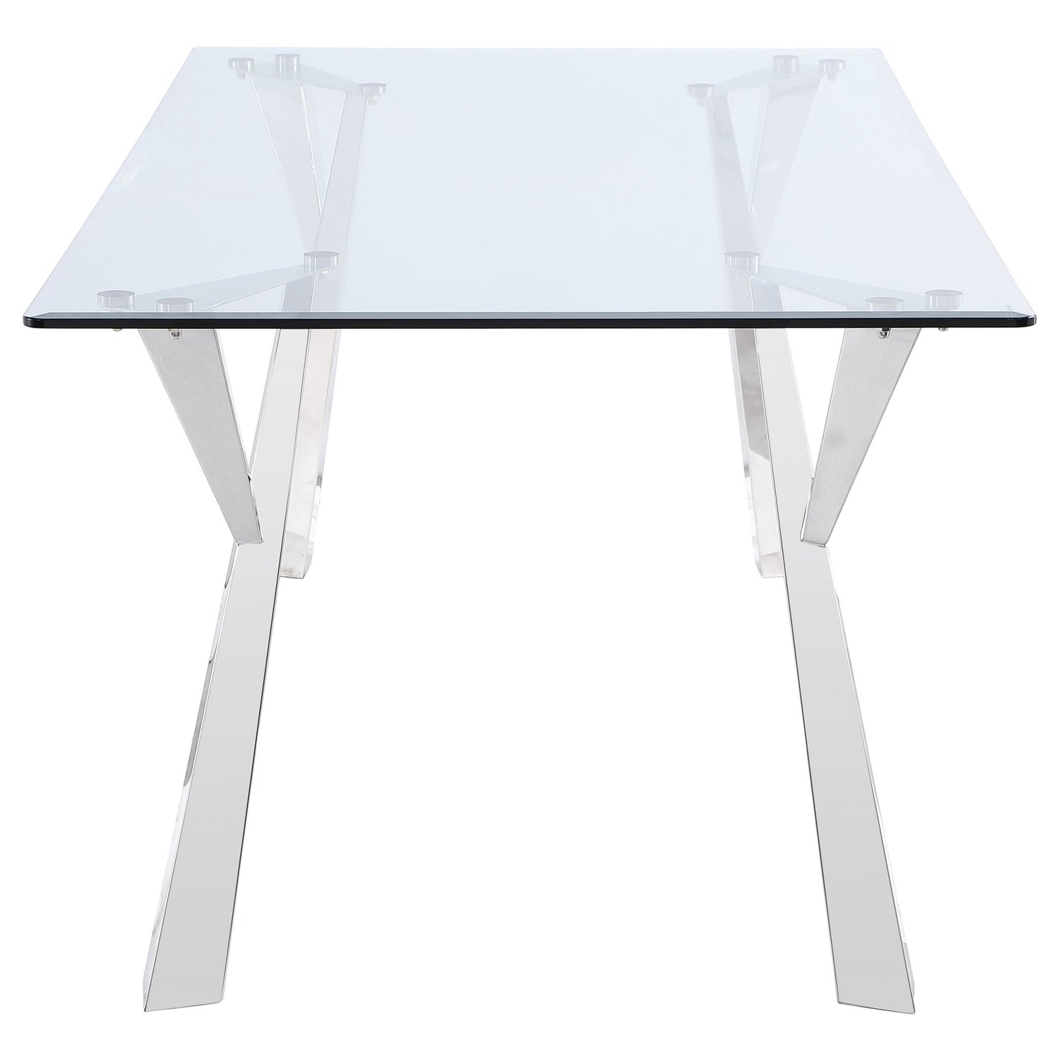 Alaia Rectangular Glass Top Dining Table Clear and Chrome | Coaster | Home Elegance USA