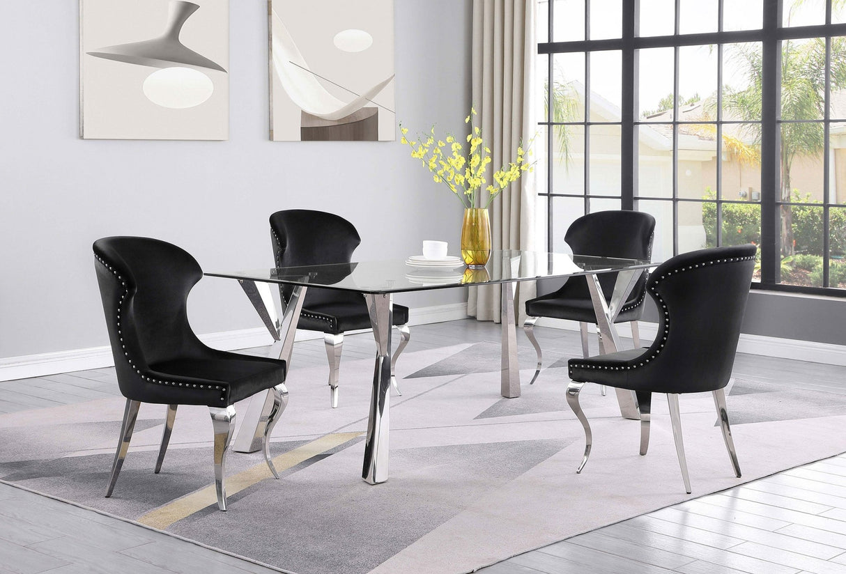 Alaia Rectangular Glass Top Dining Table Clear and Chrome | Coaster | Home Elegance USA