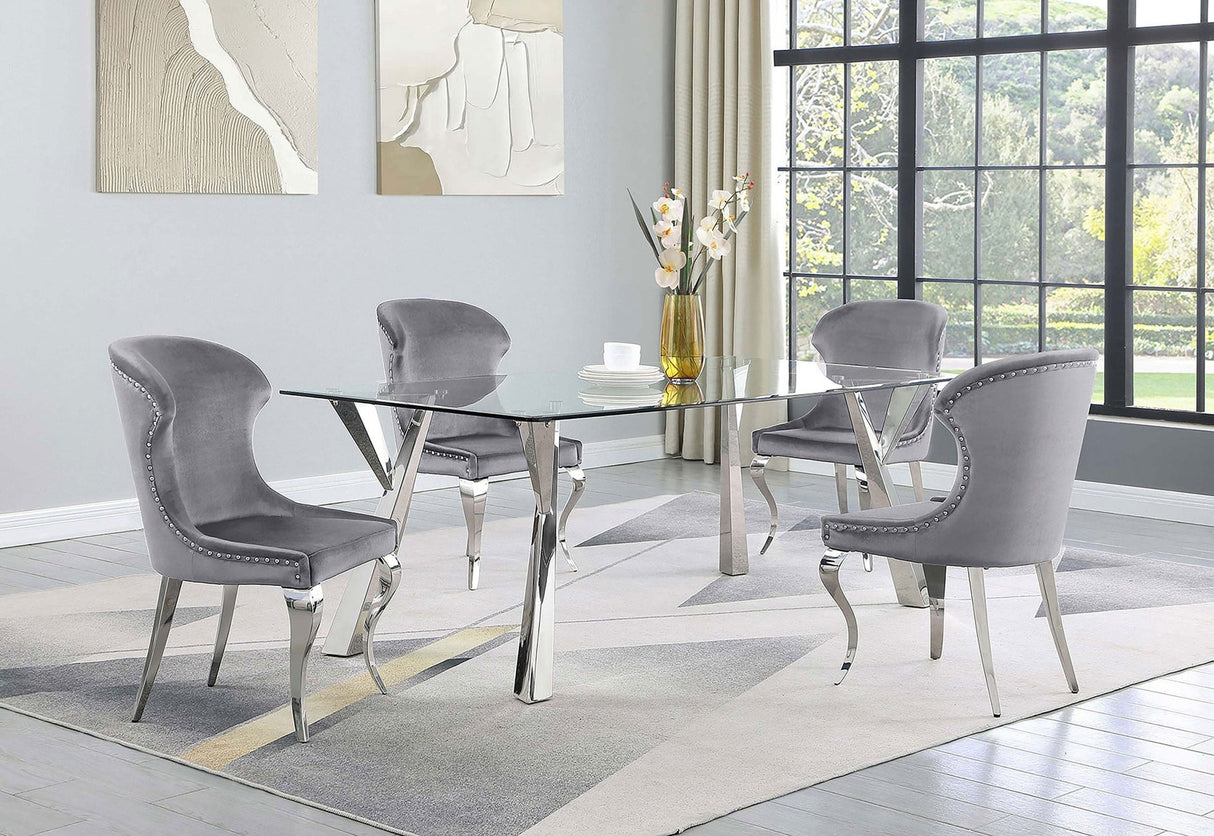 Alaia Rectangular Glass Top Dining Table Clear and Chrome | Coaster | Home Elegance USA