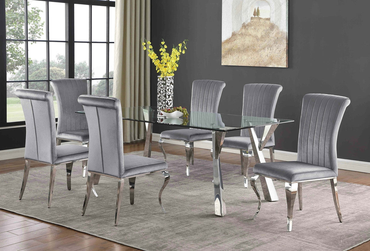 Alaia Rectangular Glass Top Dining Table Clear and Chrome | Coaster | Home Elegance USA