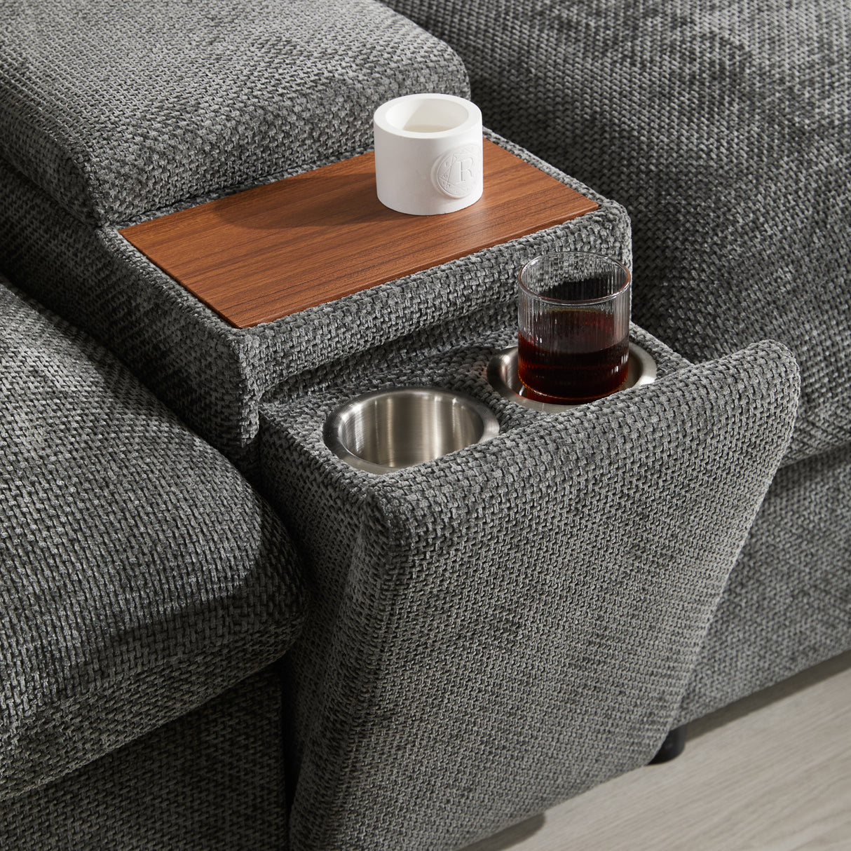 136'' Modular Sectional Sofa with Console, Cup Holder, USB Charger, Movable Storage Ottoman, Pull-line&Tufted Design, U-Shaped Oversized Chenille Sofa for Living Room&Apartment,2 Colors - sold by Home Elegance USA