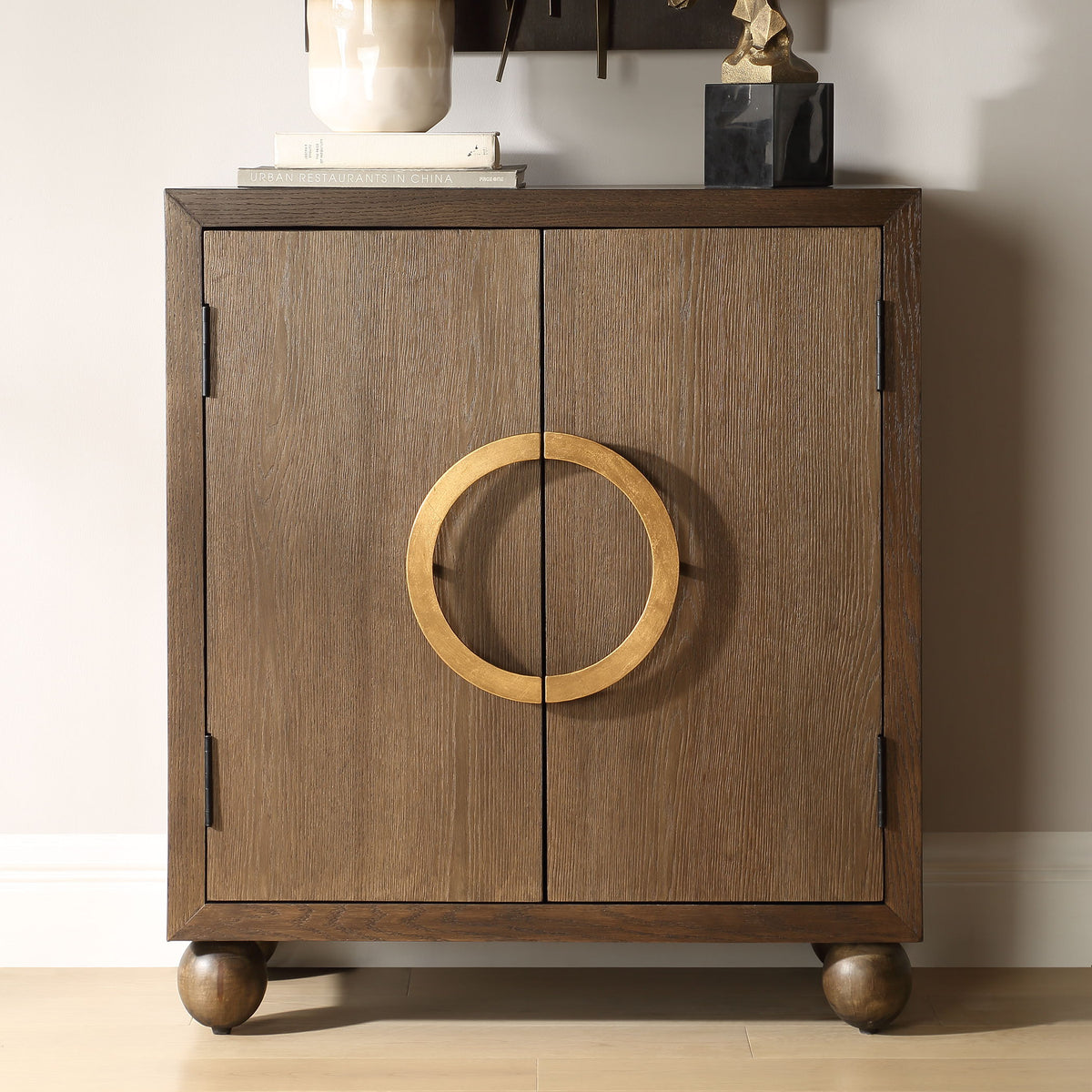 Mayenne 2 Door Wood Cabinet Oak - Dark Brown by Uttermost - View 2