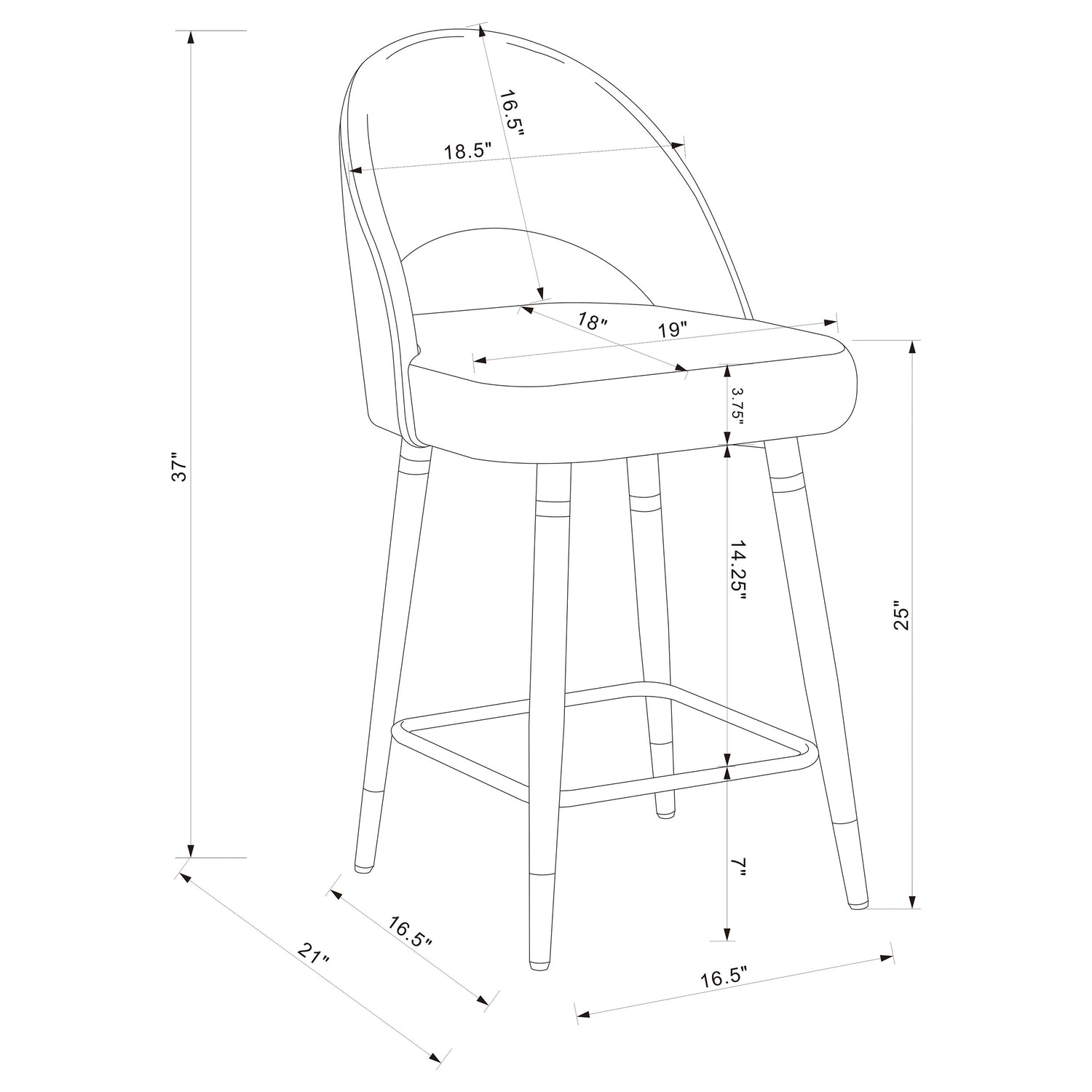 Counter Stool - Lindsey Arched Back Upholstered Counter Height Stools Grey (Set of 2)