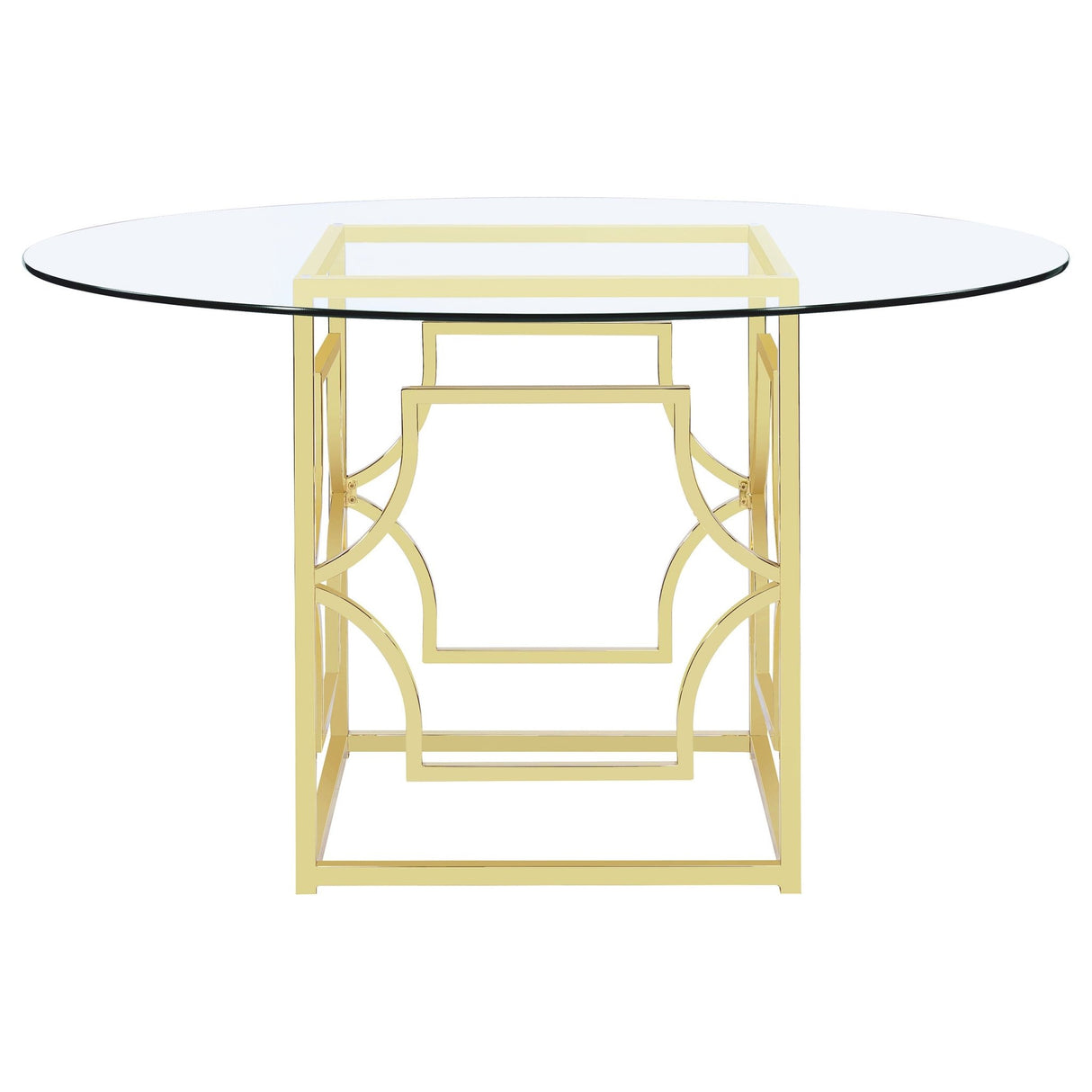Dining Table - Starlight Round Glass Top Dining Table Clear and Brass