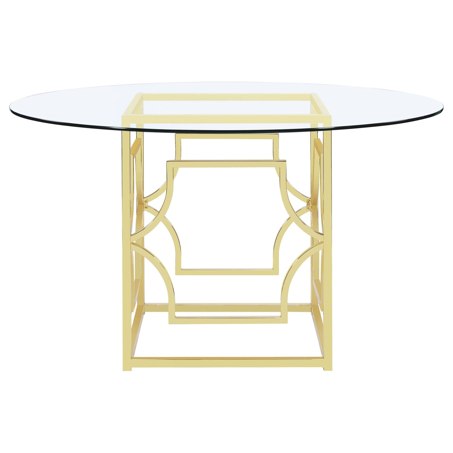 Dining Table - Starlight Round Glass Top Dining Table Clear and Brass