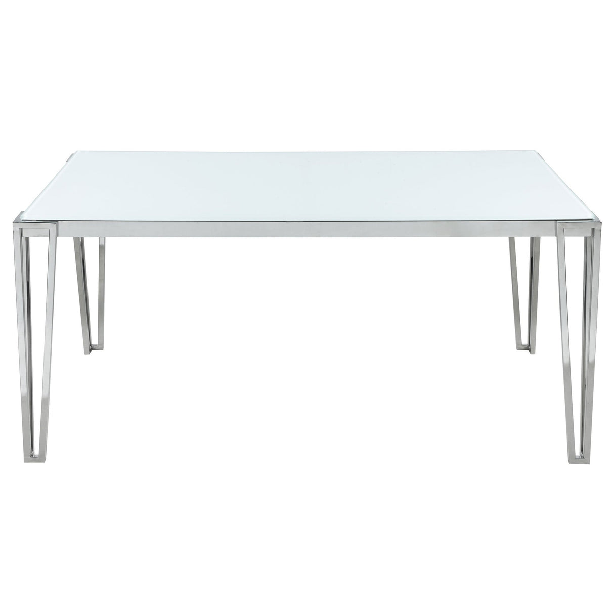 Dining Table - Pauline Rectangular Dining Table with Metal Leg White and Chrome