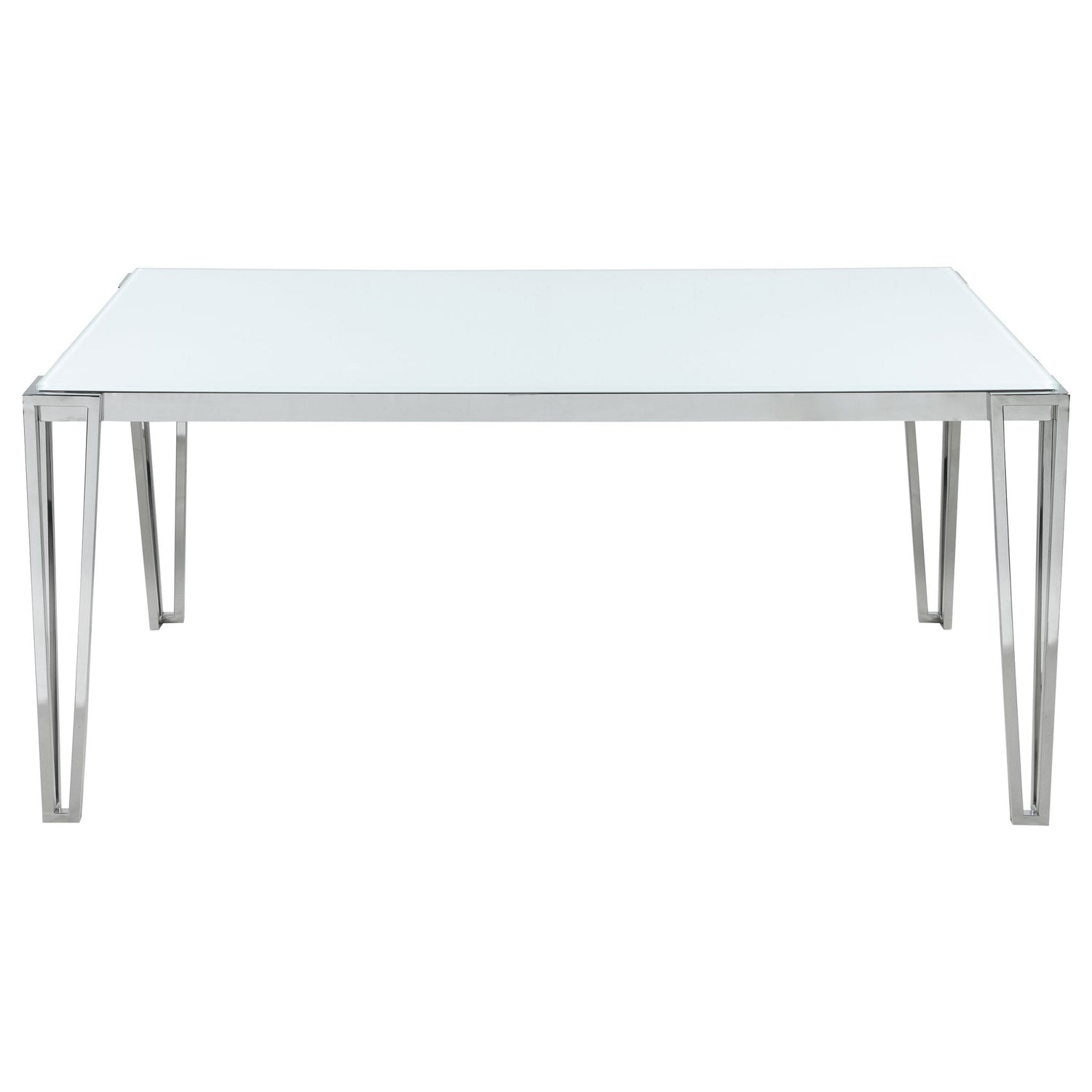 Dining Table - Pauline Rectangular Dining Table with Metal Leg White and Chrome
