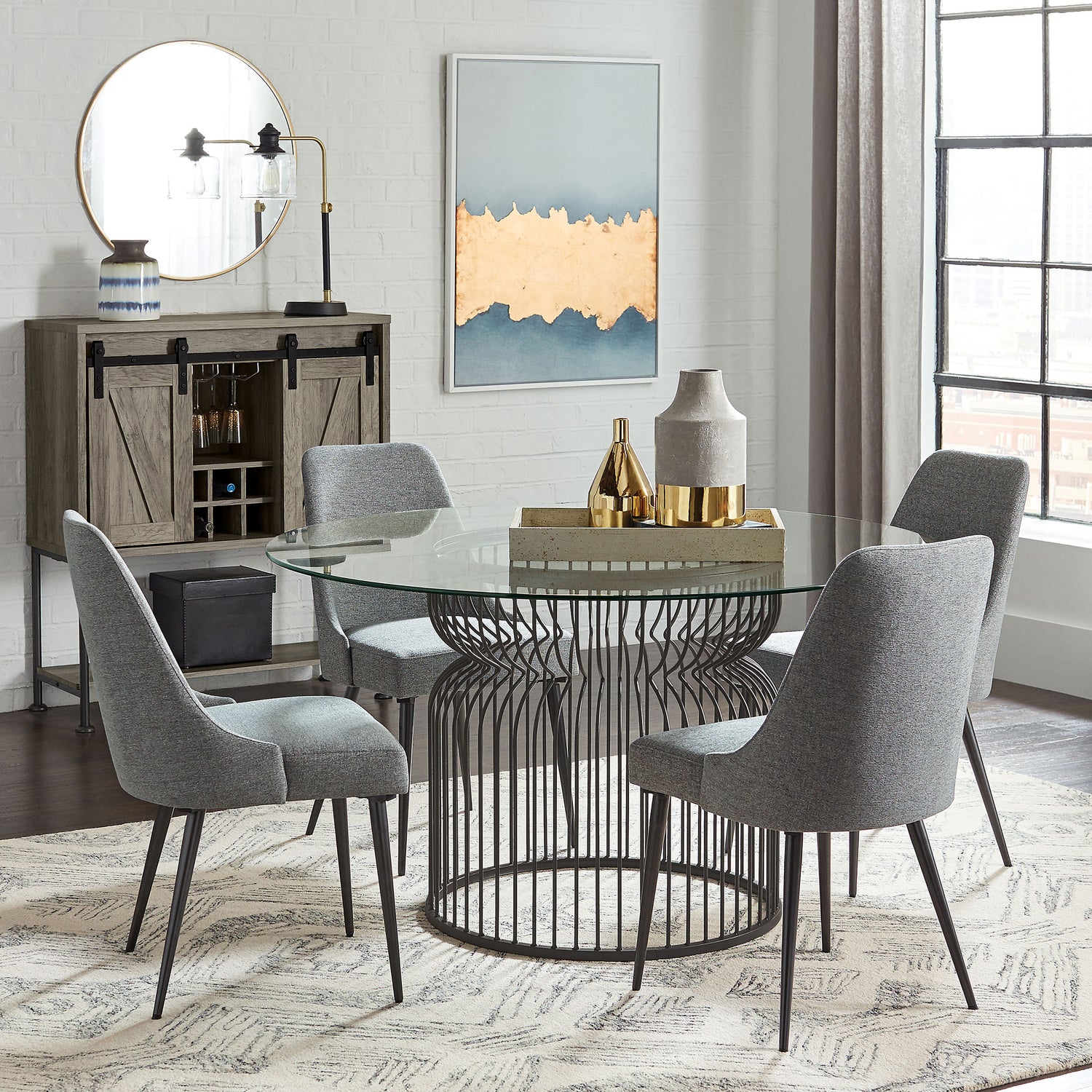 Granvia Round Metal Dining Table Base Gunmetal - Home Elegance USA