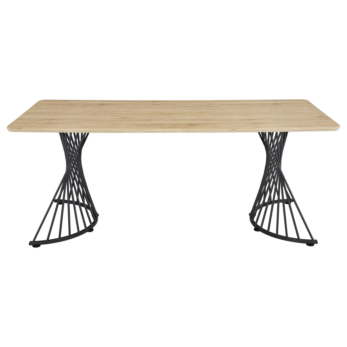 Dining Table - Altus Swirl Base Dining Table Natural Oak and Gunmetal | Coaster | Home Elegance USA