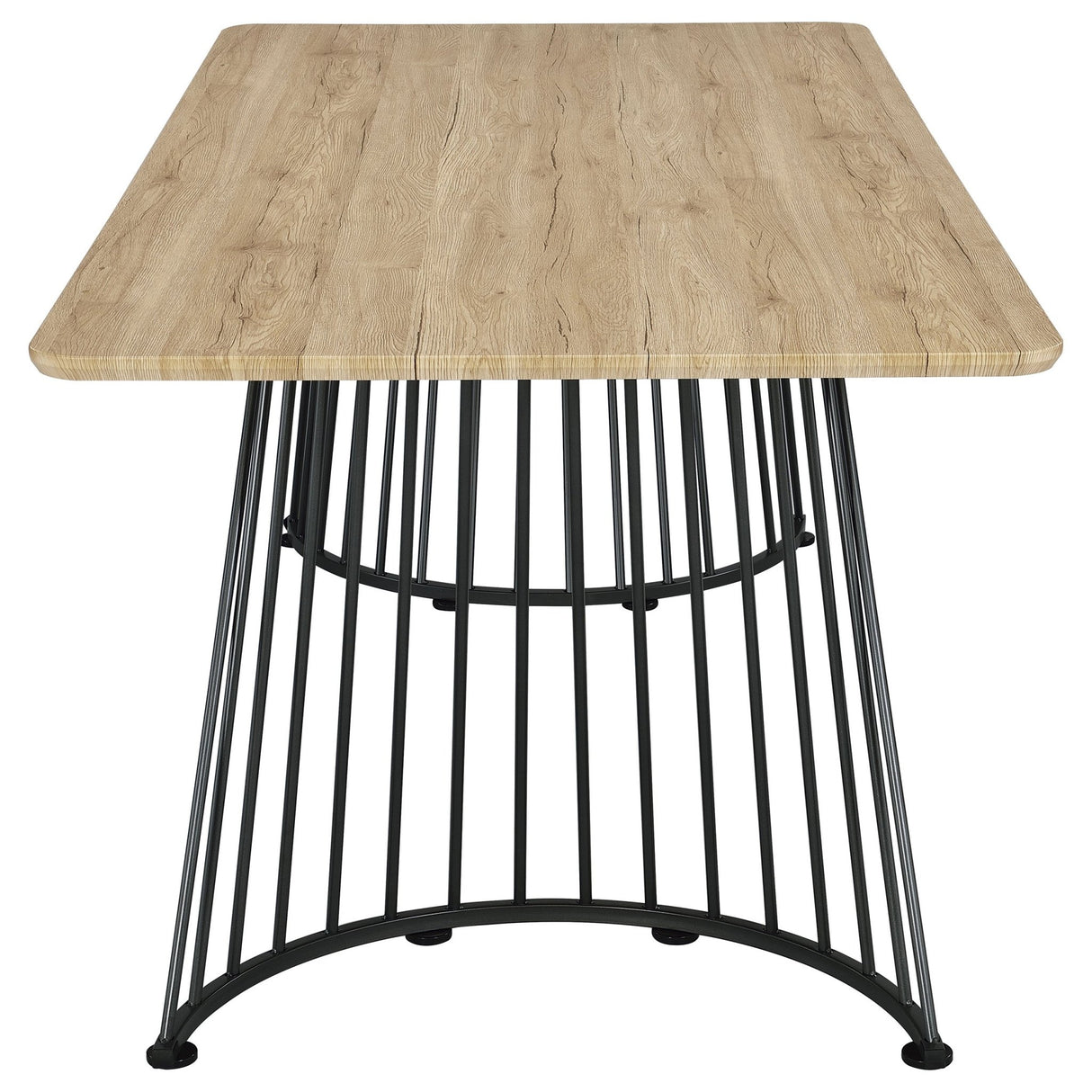 Dining Table - Altus Swirl Base Dining Table Natural Oak and Gunmetal | Coaster | Home Elegance USA