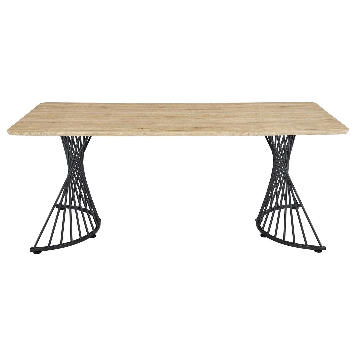 Dining Table - Altus Swirl Base Dining Table Natural Oak and Gunmetal | Coaster | Home Elegance USA