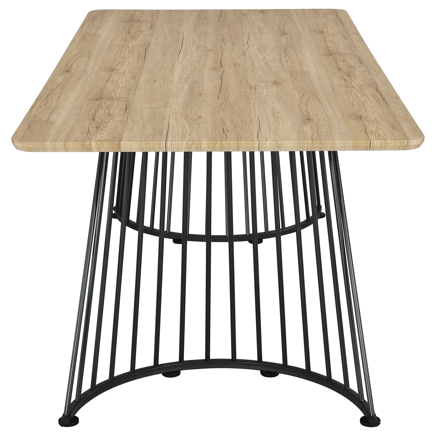 Dining Table - Altus Swirl Base Dining Table Natural Oak and Gunmetal | Coaster | Home Elegance USA