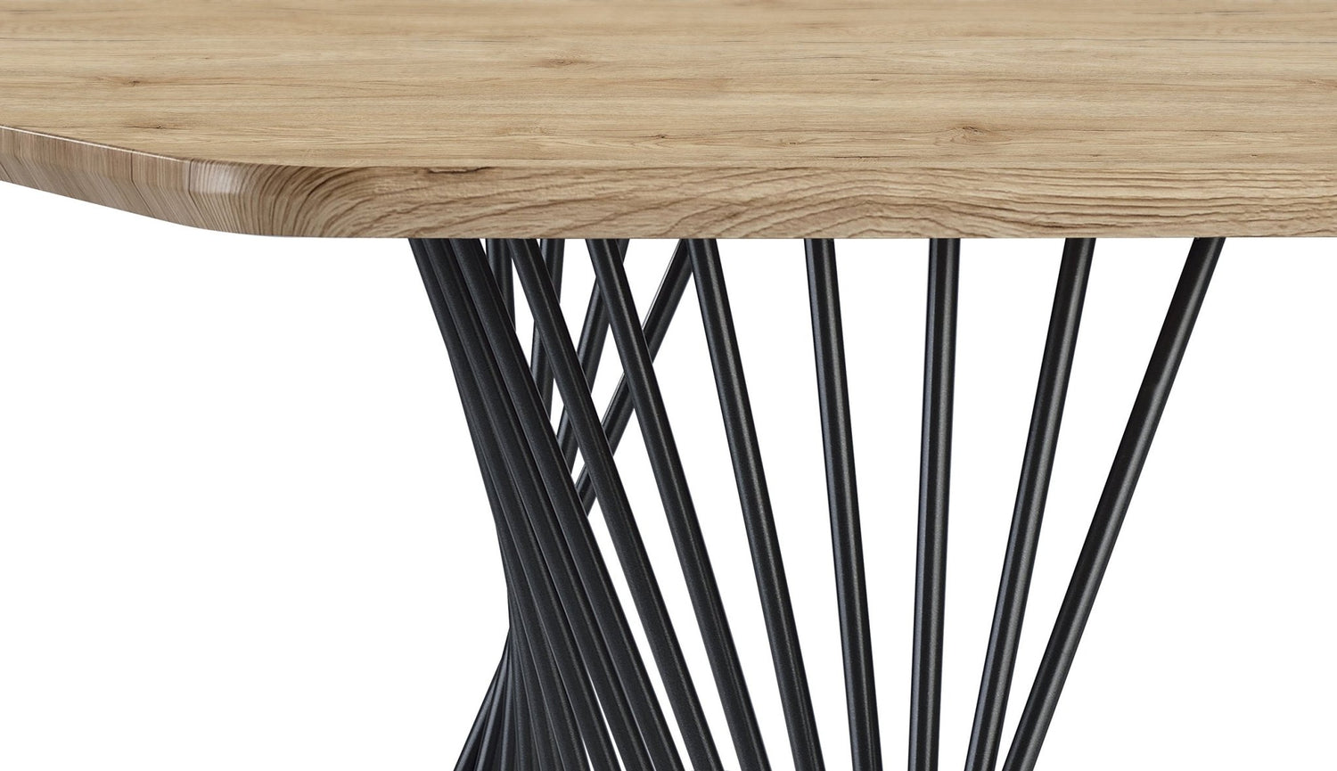 Dining Table - Altus Swirl Base Dining Table Natural Oak and Gunmetal | Coaster | Home Elegance USA