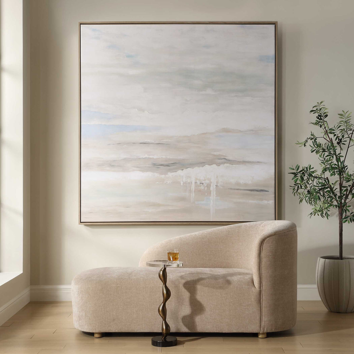 Gravity Abstract Landscape Art Black / Blue / Bronze / Gray / White / Woodtone - Blue / Light Brown by Uttermost - View 2