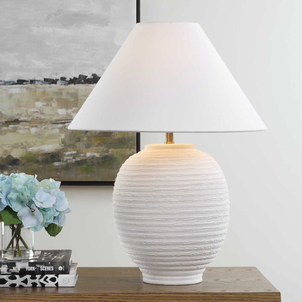 Rocio Ceramic Table Lamp - White by Uttermost - View 1