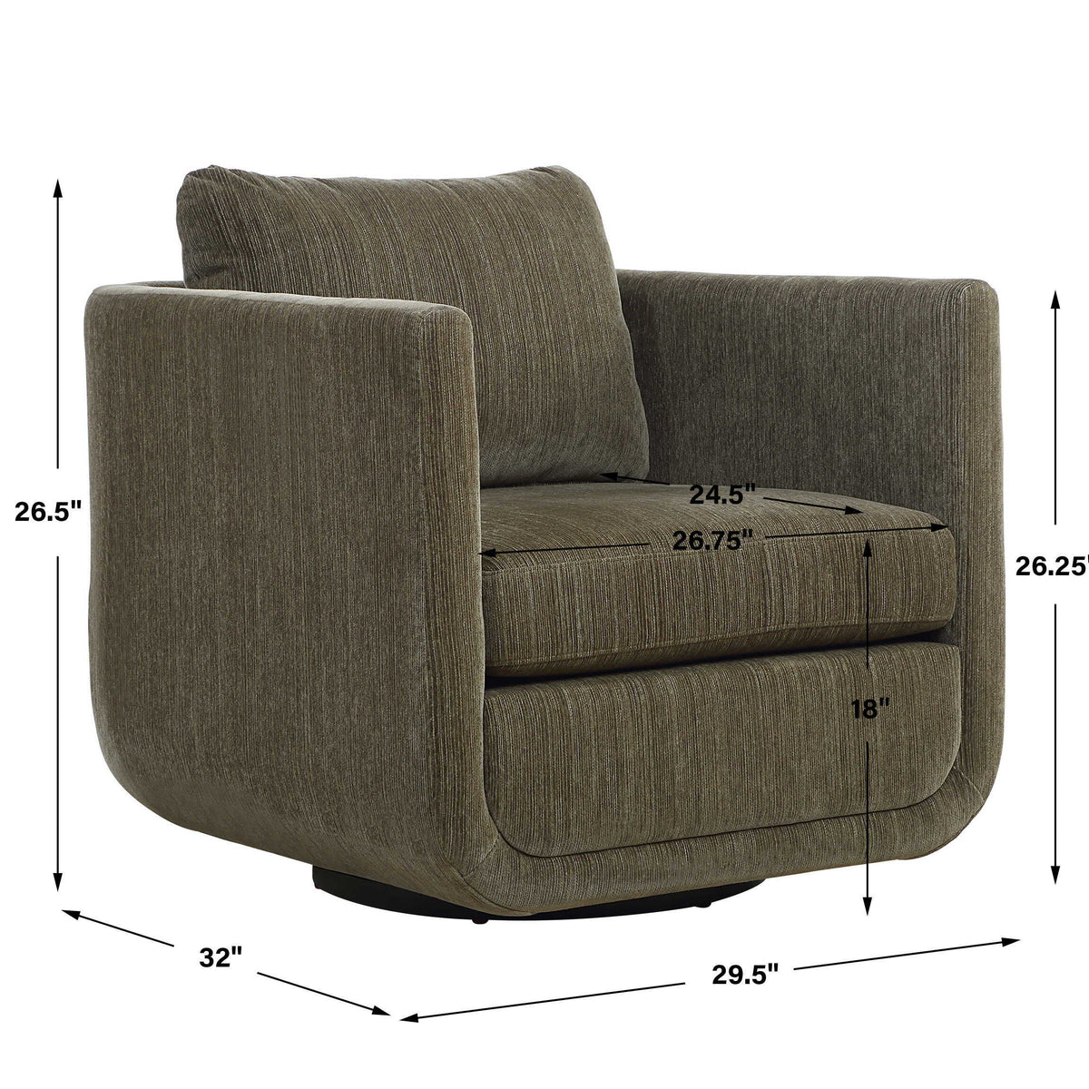 Abound Swivel Chair Herb - Dark Green by Uttermost - View 9
