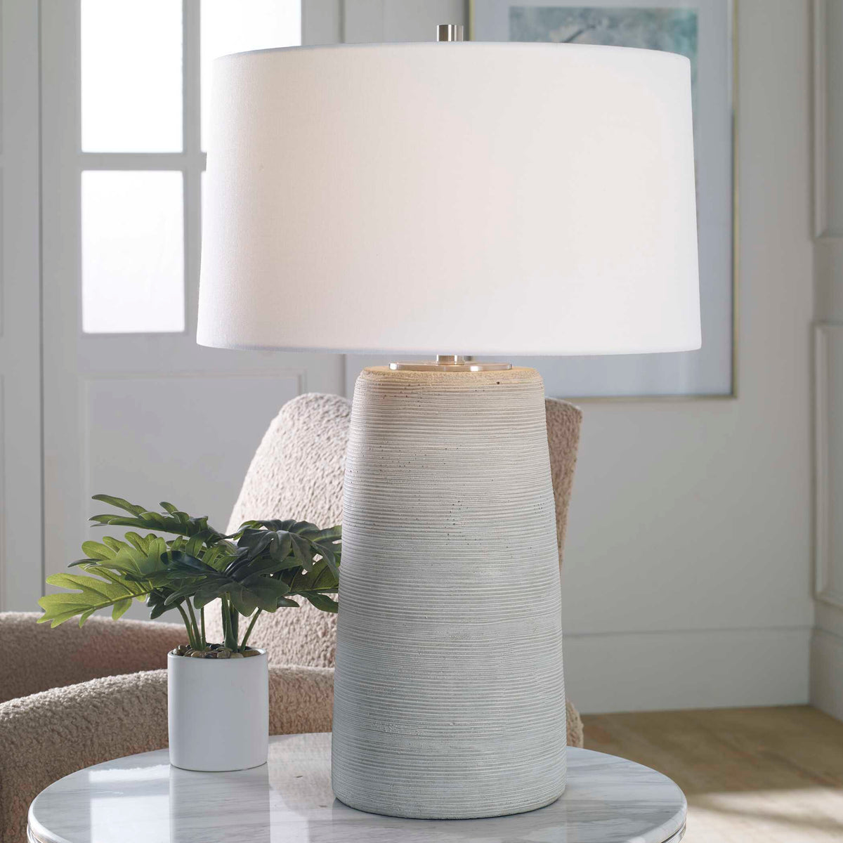 Mountainscape Table Lamp - Silver / White by Uttermost - View 2