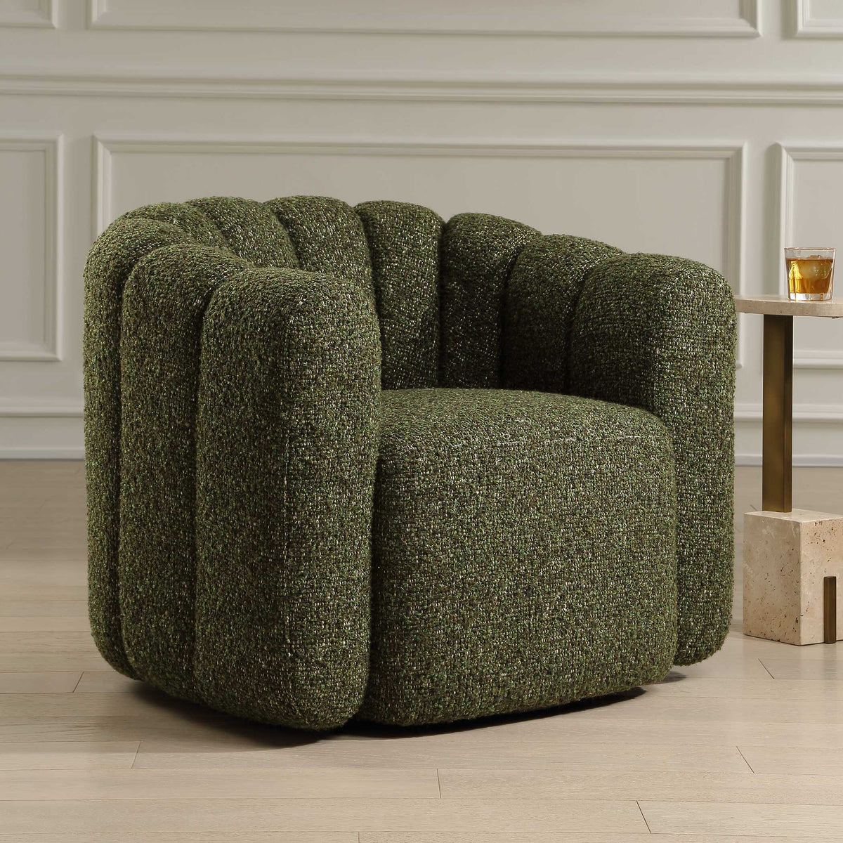 Lenoir Upholstered Swivel Chair - Dark Green by Uttermost - View 3
