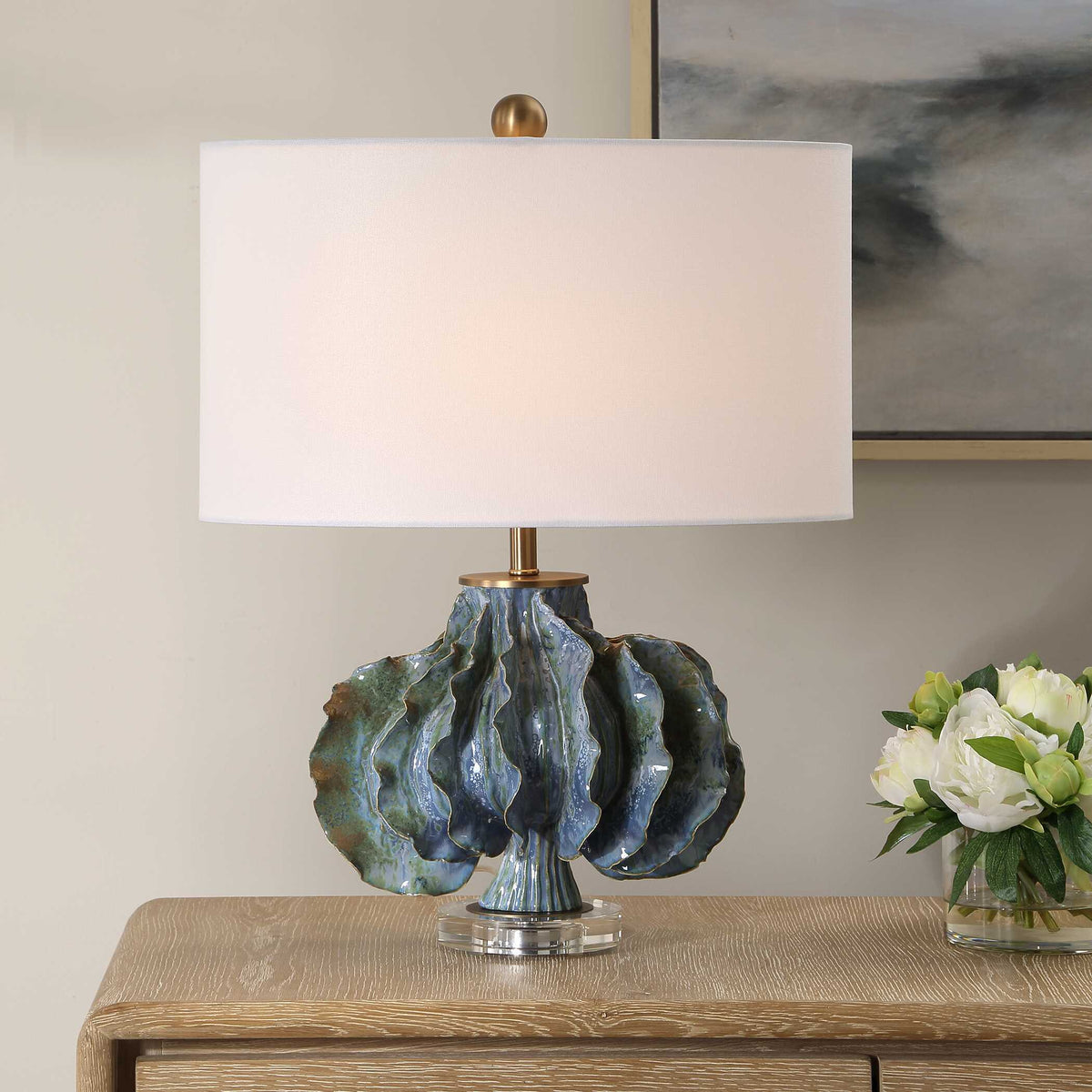 Ruffle Up Table Lamp - Blue by Uttermost - View 2
