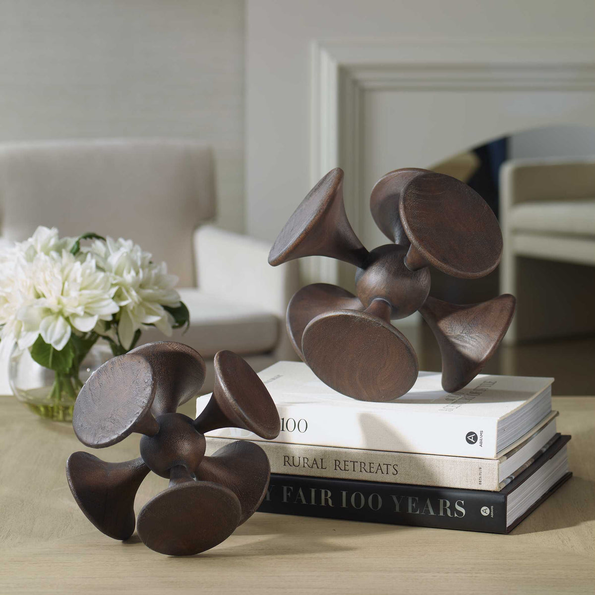Balanced Harmony Wooden Sculptures (Set of 2) - Dark Brown by Uttermost - View 2
