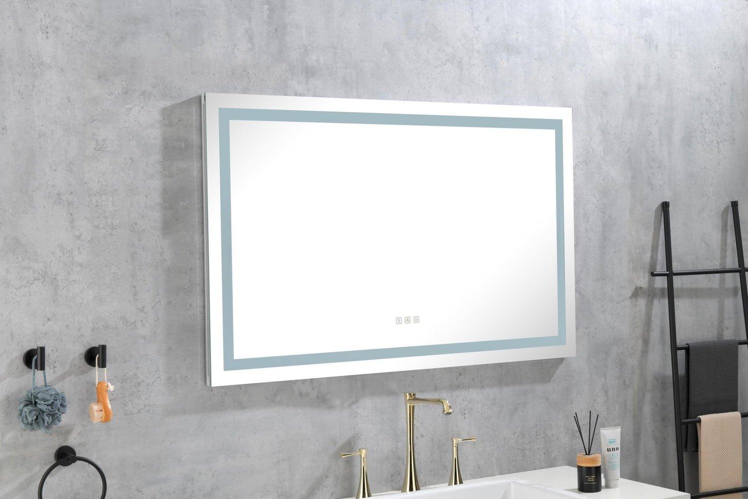 60 in. W x 36 in. H Frameless LED Single Bathroom Vanity Mirror in Polished Crystal Bathroom Vanity LED Mirror with 3 Color Lights Mirror for Bathroom Wall 60 Inch Smart Lighted Vanity Mirrors Dimm | Home Elegance USA