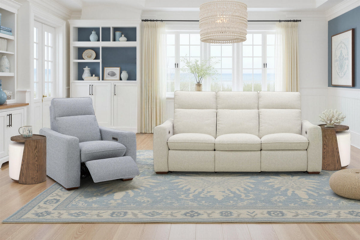 Ava Power Reclining Sofa With Power Headrest & Lumbar - Light Gray | Flexsteel