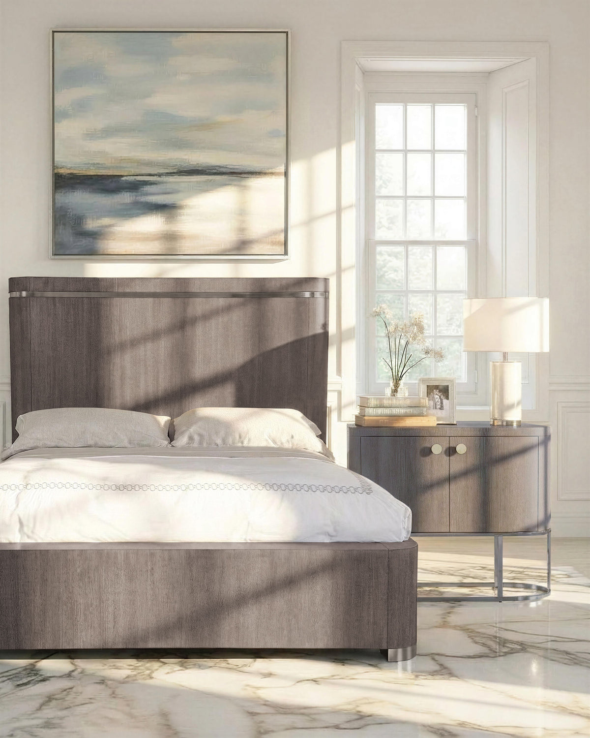 Modern Mood Oval Nightstand - Dark Brown / Dark Gray by Hooker Furniture - View 2
