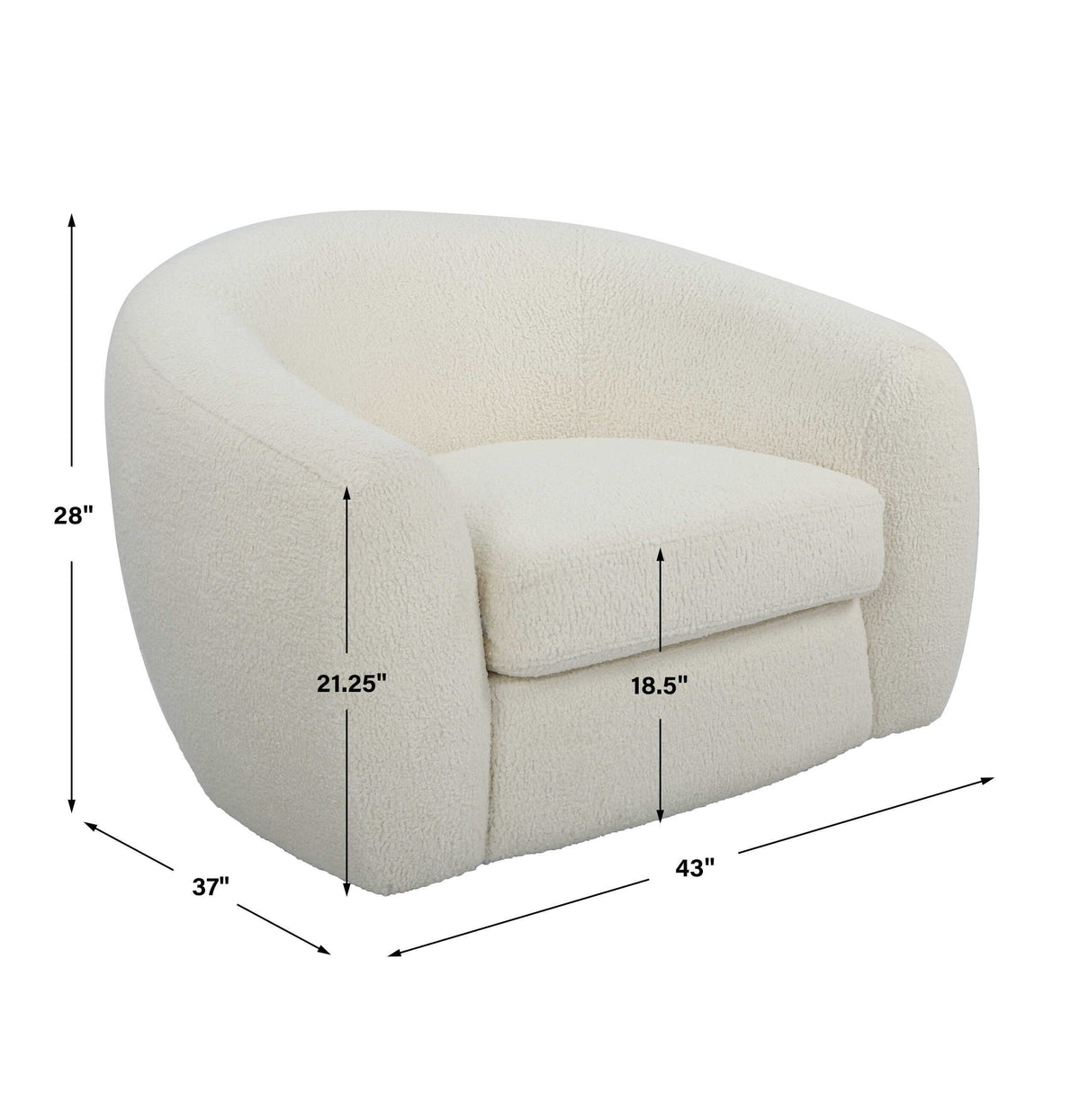 Capra Art Deco White Swivel Chair by Uttermost - View 11