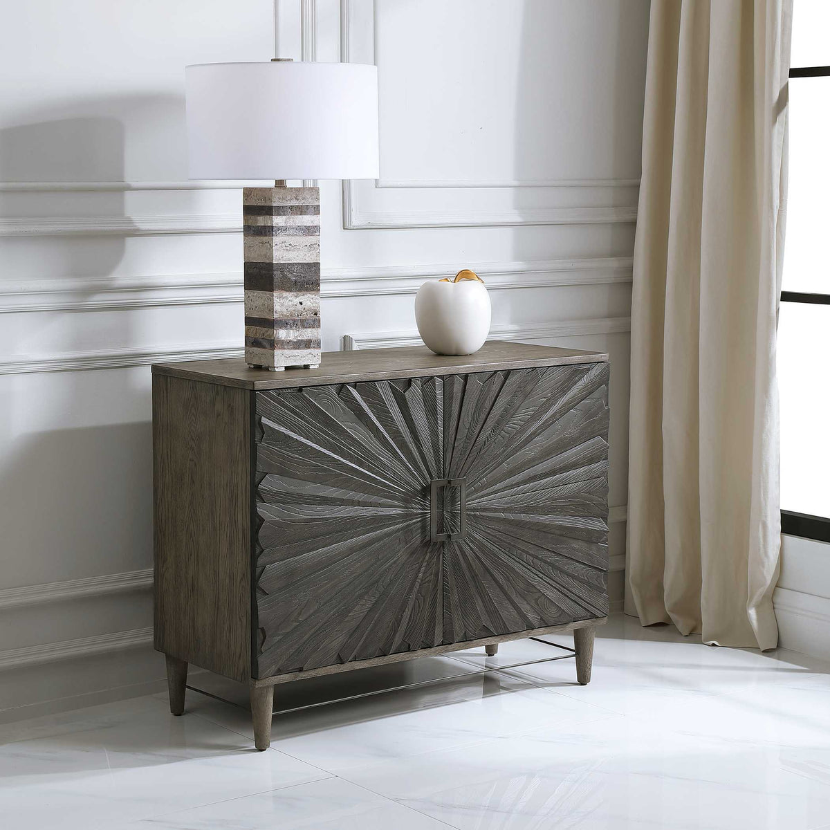 Shield Oak 2 Door Cabinet - Dark Gray by Uttermost - View 3