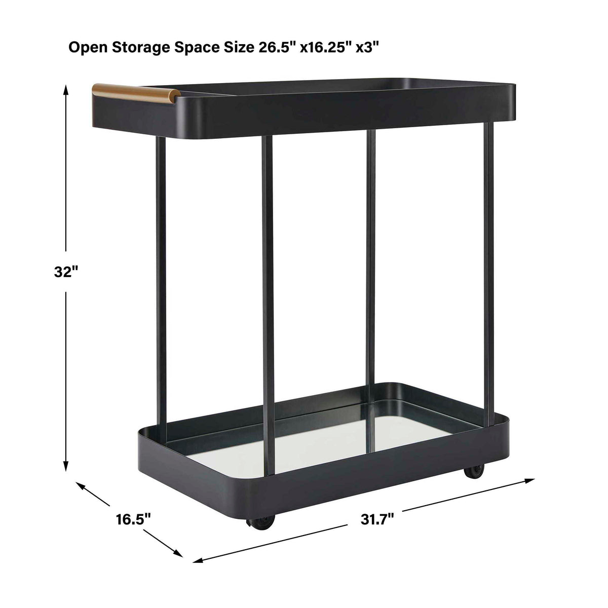 Vesper Iron Bar Cart - Black by Uttermost - View 9