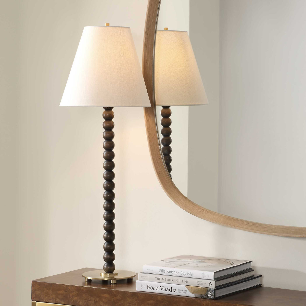 Gallus Wood Spheres Table Lamp Brown / Woodtone - Dark Brown / White by Uttermost - View 2