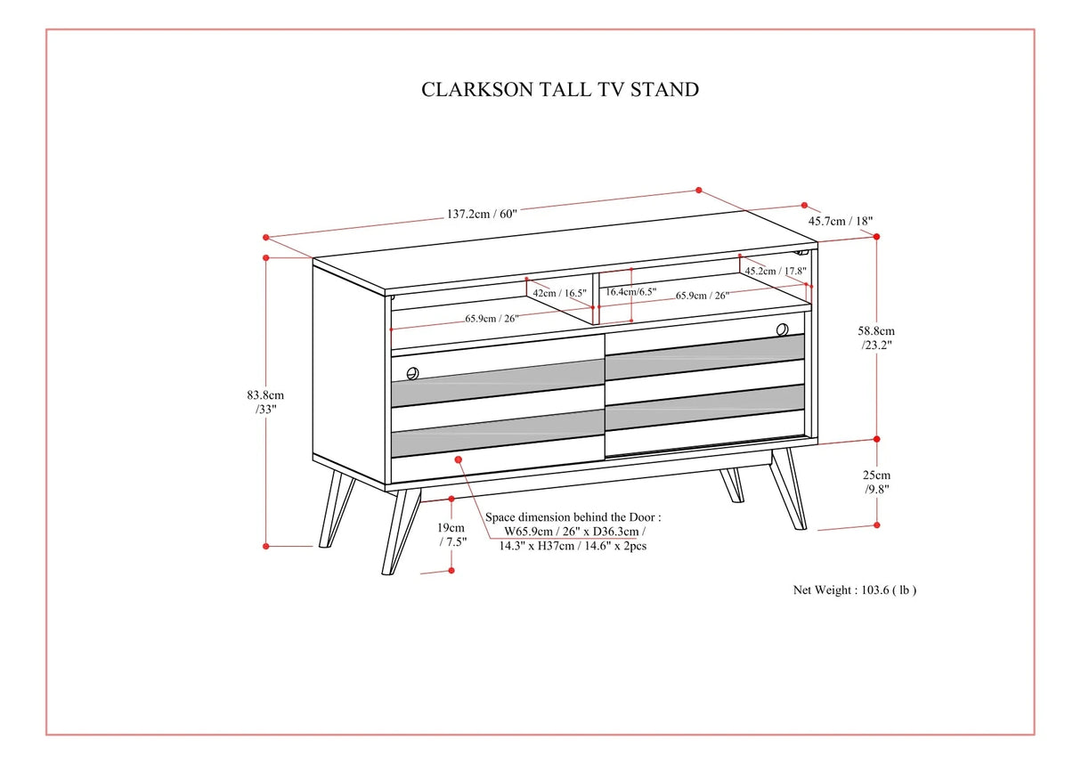 Clarkson - TV Stand - Rustic Natural Aged Brown - sold by Home Elegance USA