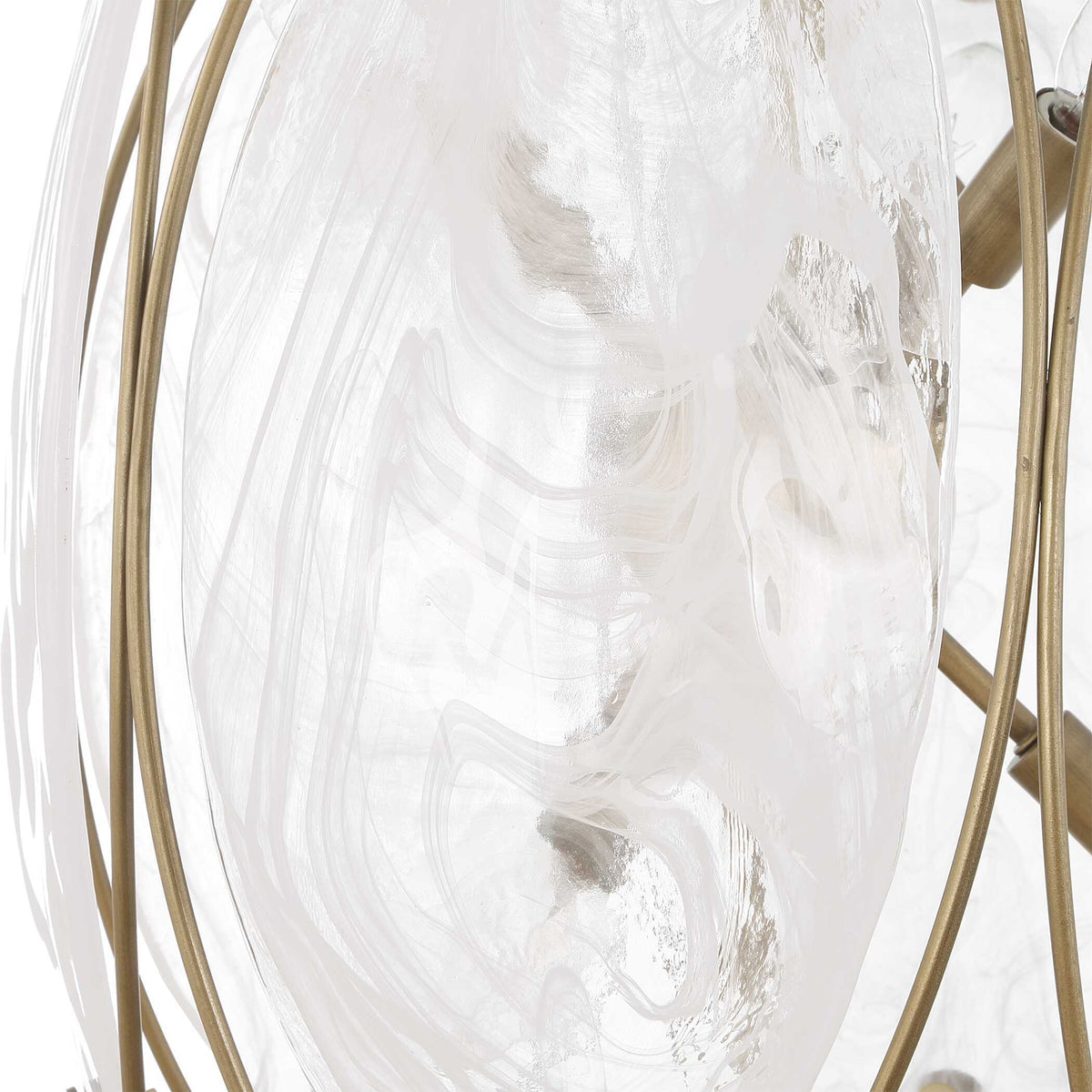 Valencia 6 Light Glass Panel Pendant - Gold / White by Uttermost - View 10