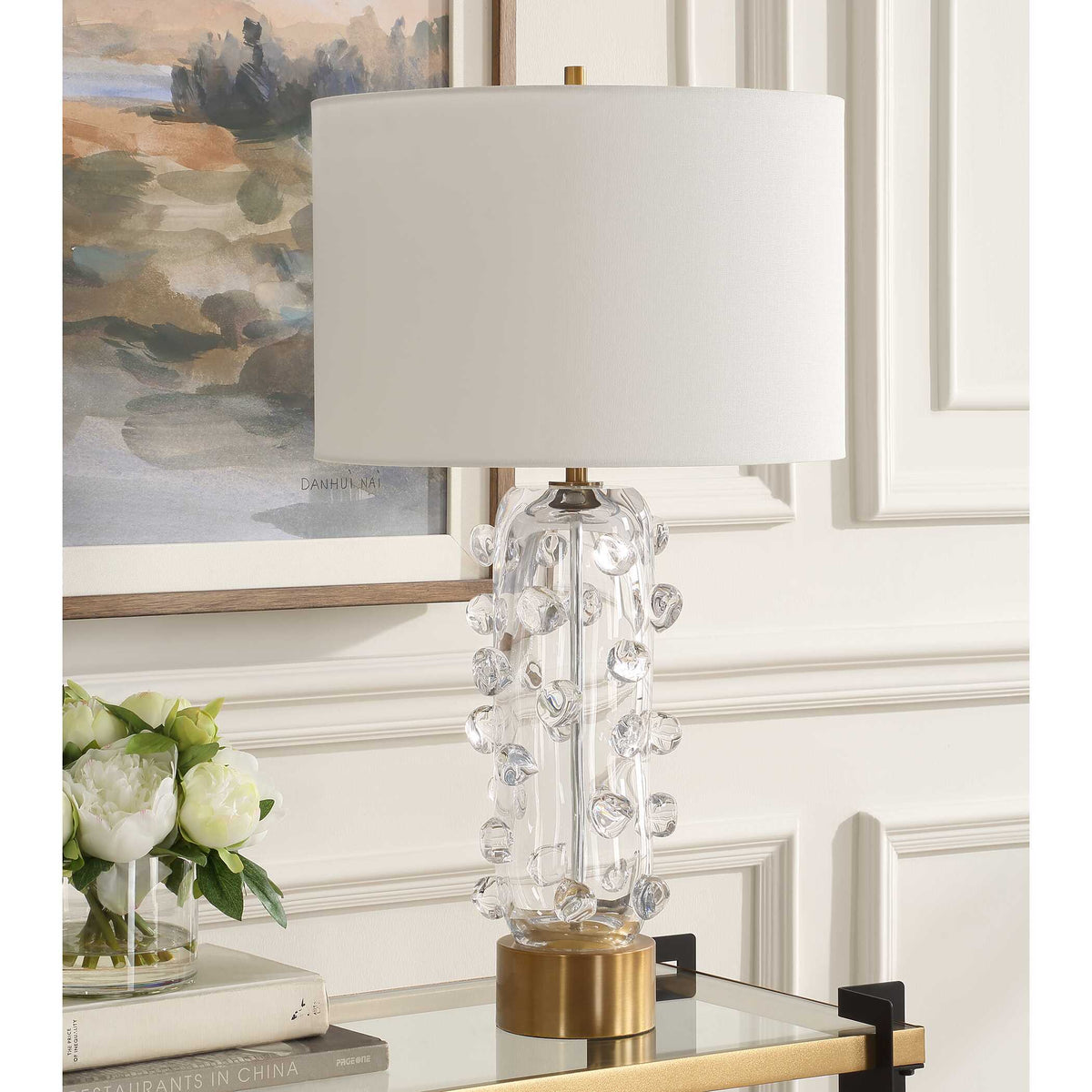 Aura Clear Glass Table Lamp - White by Uttermost - View 4