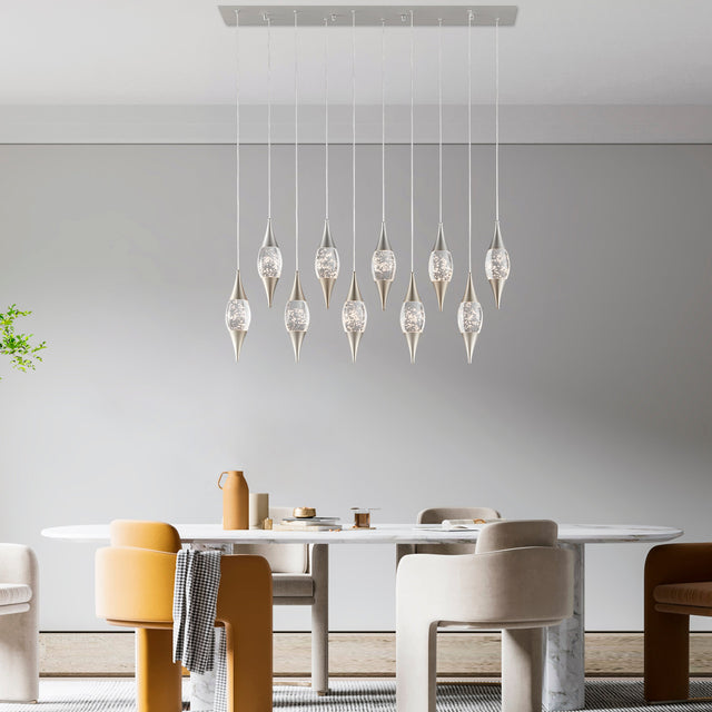 Shinny Teardrops Rectangular Chandelier // Matte Nickel  | Finesse - Home Elegance USA