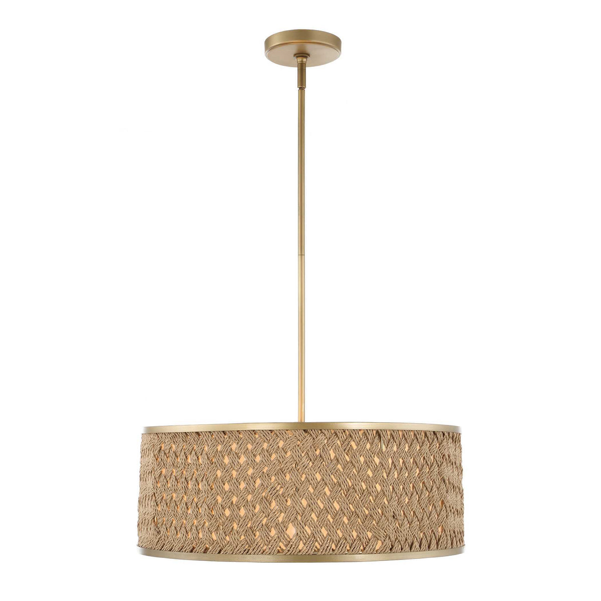 Pinchot 4 Light Rattan Drum Pendant - Light Brown by Uttermost - View 7