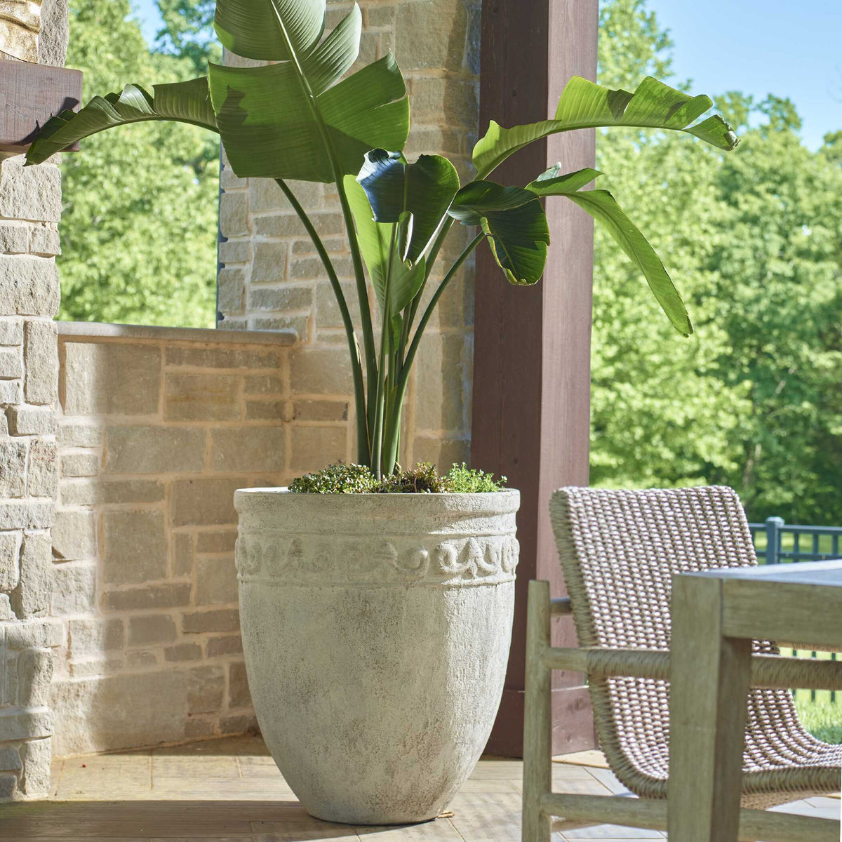 Timeless Terrace Outdoor Planter - White by Uttermost - View 2