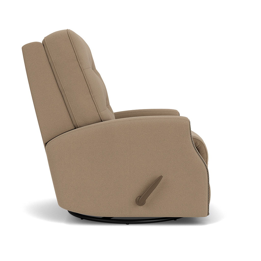 Devon Transitional Leather Swivel Gliding Recliner, Nailhead Trim | Flexsteel