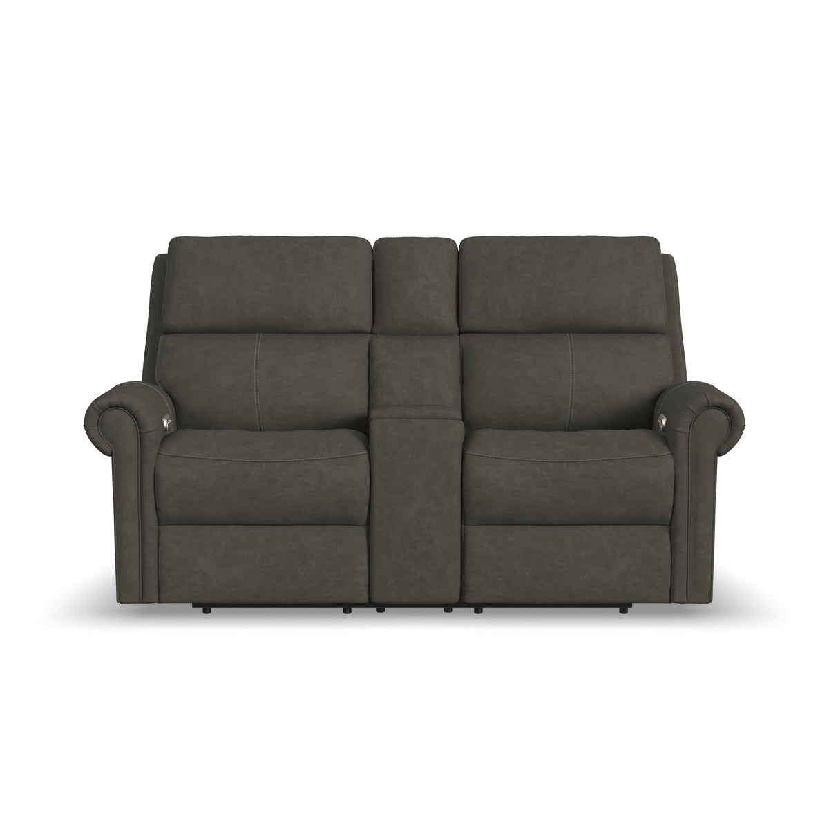 Bernard Power Leather Reclining Loveseat With Console, Power Headrests & Lumbar | Flexsteel