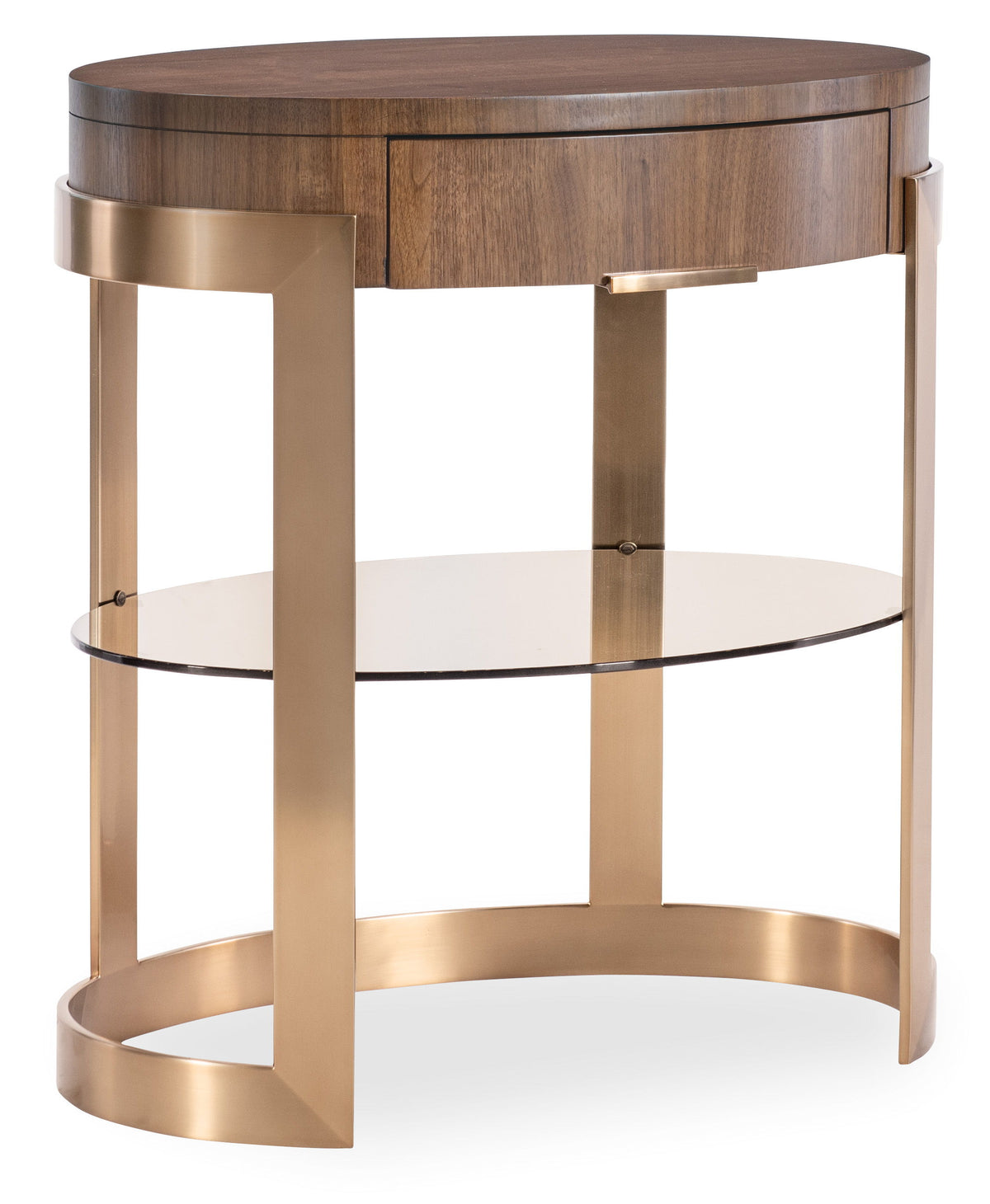 Eleana Oval Nightstand Medium Wood / Gold - Dark Brown / Gold by Hooker Furniture - View 1