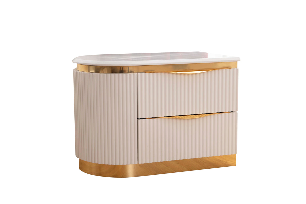 Laura Gold Detailed Left 2-Drawer Nightstand made with Wood in White same asG150109250 (NJ inventory)
