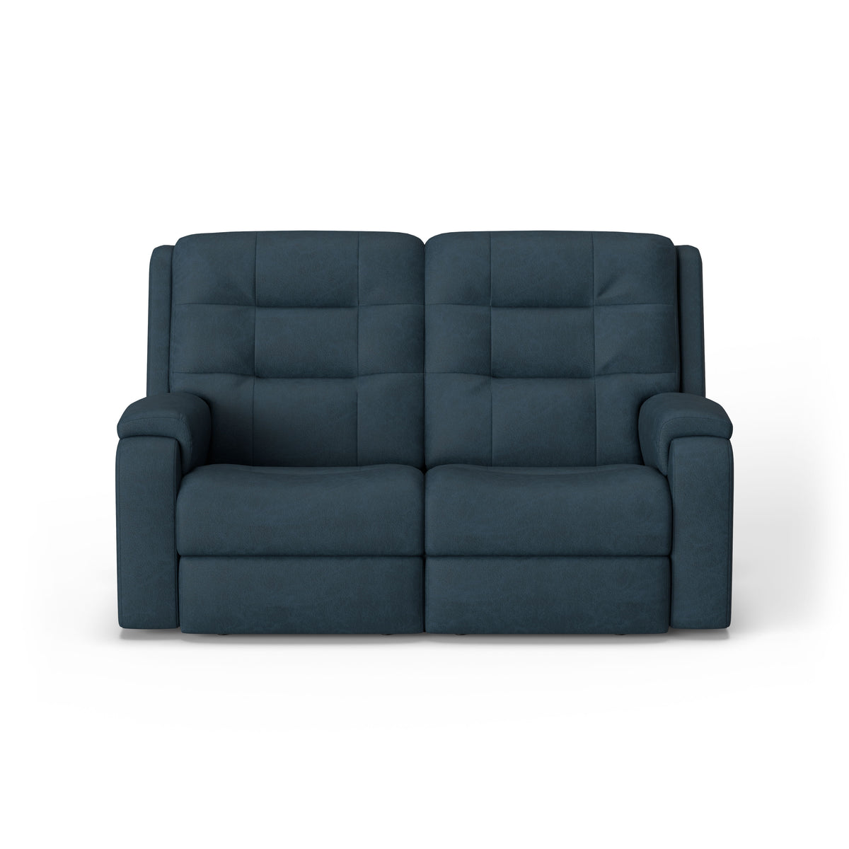 Arlo Transitional Leather Power Reclining Loveseat, Power Headrests & Lumbar | Flexsteel